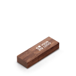 Personalisierbar USB Stick mit Walnussholzgehäuse und Schutzkappe farbe dunkler holzton Ansicht mit Druckbereich