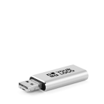 Metall USB Stick 4 in 1 Funktion, Clip ausziehbar, personalisierbar farbe glänzendes silber Ansicht mit Druckbereich