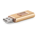 Metall USB Stick 4 in 1 Funktion, Clip ausziehbar, personalisierbar farbe hellgold