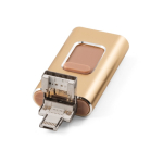 Metall USB Stick 4 in 1 Funktion, Clip ausziehbar, personalisierbar farbe hellgold