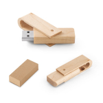 Personalisierbarer drehbarer USB Stick aus Bambus oder Ahornholz farbe holzton Ansicht der Schachtel