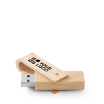 Personalisierbarer drehbarer USB Stick aus Bambus oder Ahornholz farbe holzton Ansicht mit Druckbereich