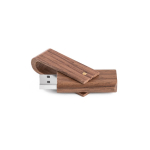 Personalisierbarer vollständig drehbarer USB Stick aus Walnussholz farbe dunkler holzton