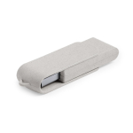 Personalisierbarer drehbarer Eco USB Stick aus Weizenfaser farbe weiß