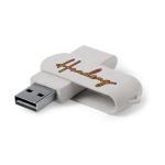 Personalisierbarer drehbarer Eco USB Stick aus Weizenfaser farbe weiß
