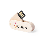 Personalisierbar schlanker drehbarer USB Stick mit Holzgehäuse farbe heller holzton