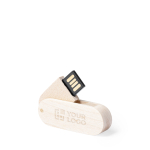 Personalisierbar schlanker drehbarer USB Stick mit Holzgehäuse Ansicht mit Druckbereich