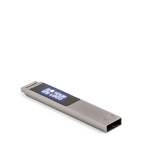 Personalisierbarer flacher Metall USB Stick mit beleuchtetem Logo farbe silber Ansicht mit Druckbereich