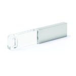 USB Stick aus Metall und Glas, LED-Beleuchtung, personalisierbar farbe silber