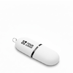 Personalisierbarer USB Stick aus Kunststoff in Kapselform farbe weiß Ansicht mit Druckbereich