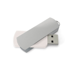 Personalisierbarer drehbarer rechteckiger USB Stick mit Aluminiumclip farbe weiß