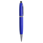 Eleganter USB Kugelschreiber, Touch Pen, schwarze Tinte, Made in EU farbe blau