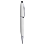 Eleganter USB Kugelschreiber, Touch Pen, schwarze Tinte, Made in EU farbe weiß