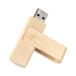 Personalisierbarer drehbarer Holz USB Stick mit Typ C Anschluss farbe heller holzton