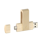 Personalisierbarer drehbarer Holz USB Stick mit Typ C Anschluss farbe heller holzton
