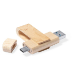 Personalisierbarer drehbarer Holz USB Stick mit Typ C Anschluss farbe heller holzton