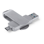 Personalisierbarer drehbarer Metall USB Stick mit Typ C Anschluss farbe silber