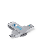 Personalisierbarer drehbarer Metall USB Stick mit Typ C Anschluss farbe silber Ansicht mit Druckbereich