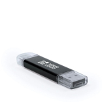 Aluminium USB Stick mit Micro USB / Typ C Anschluss, personalisierbar farbe schwarz Ansicht mit Druckbereich