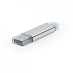 Aluminium USB Stick mit Micro USB / Typ C Anschluss, personalisierbar farbe silber