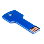 Personalisierbarer USB Stick aus Metall in Schlüsselform farbe blau