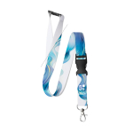 Vollfarb-Lanyard mit Schnalle und Sicherheitsverschluss farbe weiß Ansicht mit Druckbereich