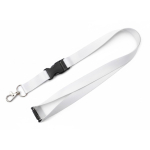 RPET-Lanyard mit Schnalle und Sicherheitsverschluss farbe weiß