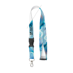 RPET-Lanyard mit Schnalle und Sicherheitsverschluss farbe weiß Ansicht mit Druckbereich