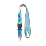 Doppellagiges Vollfarb-Lanyard mit Schnalle aus Europa farbe grau Ansicht mit Druckbereich