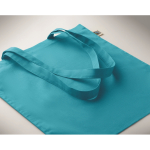 Fairtrade-Baumwolltasche mit langen Henkeln, 180g/m2 farbe türkis viertes Detailbild