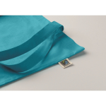 Fairtrade-Baumwolltasche mit langen Henkeln, 180g/m2 farbe türkis fünftes Detailbild