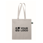 Fairtrade-Einkaufstasche aus Baumwolle mit Bodenfalte 180 g/m² farbe grau Ansicht mit Druckbereich