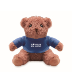 Teddybär mit personalisierbarem farbigem T-Shirt farbe blau Ansicht mit Druckbereich