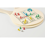 Strand-Schläger aus Holz mit Spielen und RPET-Netztasche farbe holzton Detailbild