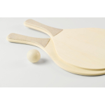 Strand-Schläger aus Holz mit Spielen und RPET-Netztasche farbe holzton Detailbild