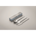 Edelstahl-Besteckset im Kunststoffetui farbe hellblau fünftes Detailbild