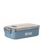 Lunchbox aus Kunststoff mit Innenbeschichtung aus recyceltem Edelstahl 750 ml farbe mattschwarz Ansicht mit Druckbereich