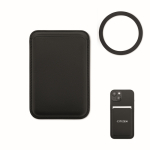 Magnetischer Kartenhalter aus Kunstleder mit Platz für 3 Karten farbe schwarz