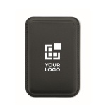 Magnetischer Kartenhalter aus Kunstleder mit Platz für 3 Karten farbe schwarz Ansicht mit Druckbereich