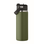 Doppelwandige Edelstahlflasche mit Strohhalm 500 ml farbe dunkelgrün zehnte Ansicht