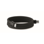 Magnetisches geflochtenes RPET Typ C-Kabel 60 W, 1 m farbe schwarz