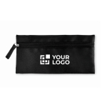 Reißverschlussetui aus RPET-Polyester 300D farbe schwarz Ansicht mit Druckbereich