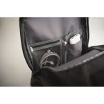 Erweiterbarer Kabinenrucksack aus RPET-Polyester 600D 15'' farbe schwarz Detailbild