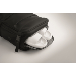 Erweiterbarer Kabinenrucksack aus RPET-Polyester 600D 15'' farbe schwarz Detailbild