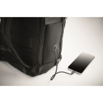 Erweiterbarer Kabinenrucksack aus RPET-Polyester 600D 15'' farbe schwarz Detailbild 3