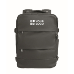 Erweiterbarer Kabinenrucksack aus RPET-Polyester 600D 15'' farbe schwarz Ansicht mit Druckbereich