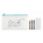 Kinder-Etui aus Non-Woven zum Ausmalen mit 4 Stiften farbe hellblau zweite Ansicht