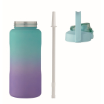 Auslaufsichere RPET-Flasche mit Strohhalm und Klappdeckel 2L farbe türkis neunte Ansicht