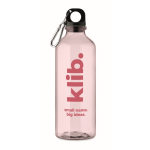 Transluzente RPET-Flasche mit Verschluss und Karabiner 500 ml farbe rosa-transparent zweite Hauptansicht