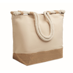 Strandtasche aus Baumwolle mit Jute und Reißverschluss 280 g/m² farbe beige